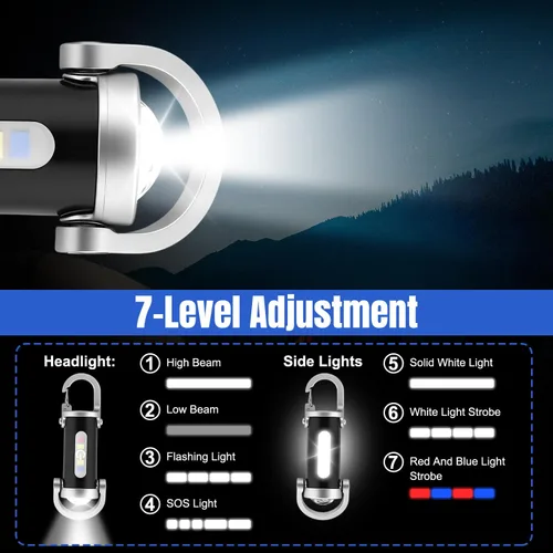 Vista 2 de 2 piezas de linterna portátil recargable brillante para llavero, linterna de 1200 lúmenes impermeable mini EDC llaveros compactos, linterna