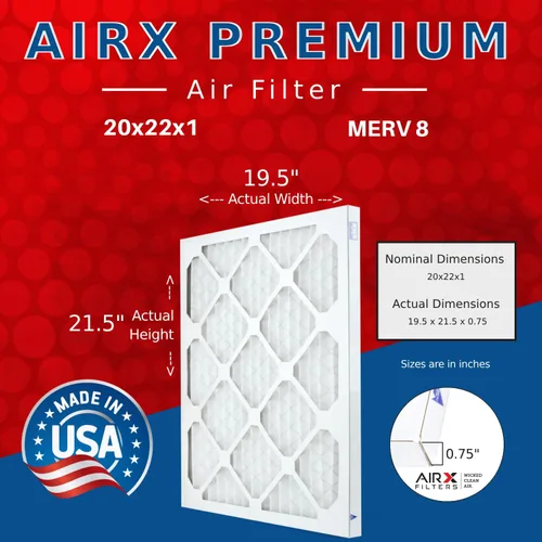 Vista 2 de AIRX FILTERS WICKED CLEAN AIR. Filtro de aire plisado electrostático MERV 8 de 20 x 22 x 1, paquete de 6 filtros de horno HVAC AC