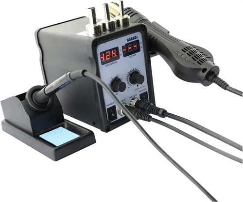 Vista 3 de Soldering Station, Multifunctional 2 In 18586D + Dual Digital Display Electric Soldering Iron Hot Air Gun Better SMD Rework Station(SET-2)