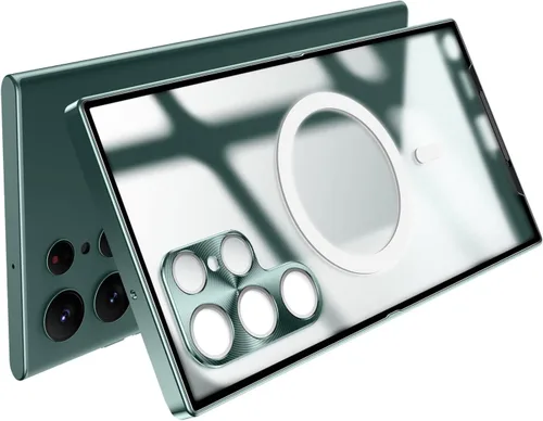 Vista 4 de Funda de aluminio para Samsung Galaxy S23/S24/S22 S25 Ultra / S22/Plus, soporte magnético de aluminio con carga inalámbrica, compatible con Magsafe
