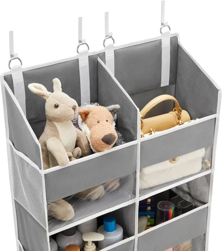 Vista 8 de Organizador para colocar sobre la puerta de 5 niveles, almacenamiento extra grande detrás de la puerta de 10 compartimentos, organizador colgante