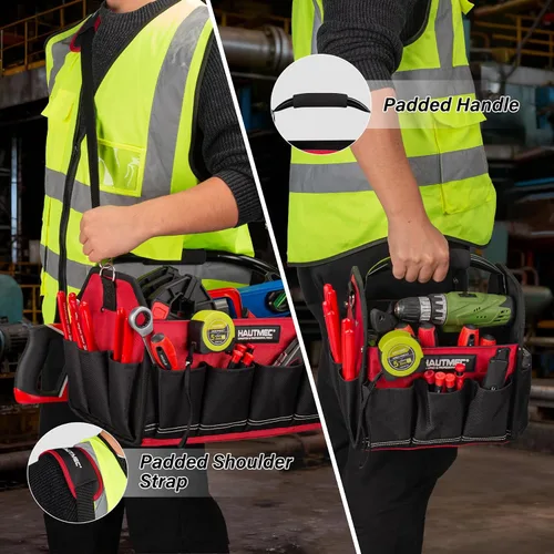 Vista 6 de HAUTMEC HTTBH25052 - Juego de 3 bolsas de herramientas de alta resistencia, bolsas de herramientas de marco rígido 1680D con mango plegable y correa