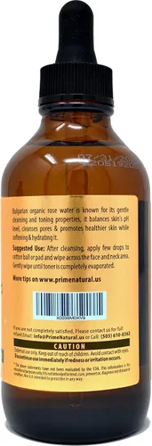 Vista 2 de PRIME NATURAL Spray de agua de rosas de 4 oz/4.1 fl oz, orgánico certificado por USDA, tónico facial, niebla hidratante para cara y cabello