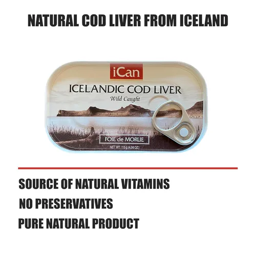 Vista 5 de Ican Producto islandés de hígado de bacalao silvestre de Islandia 4.06oz