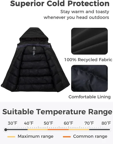 Vista 4 de wantdo Chaleco de invierno cálido para hombre, chaleco acolchado a prueba de viento con capucha