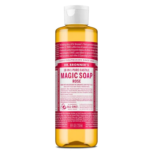 Vista 12 de Dr. Bronner's - Jabón líquido puro de Castilla (rosa, 16 onzas) - Hecho con aceites orgánicos, usos 18 en 1: cara, cuerpo, cabello, lavandería