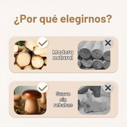 Vista 8 de Juguetes de madera con forma de hongos, bloques de madera Montessori, apilables, juguetes para niños pequeños, 11 piezas, hongos en miniatura 12