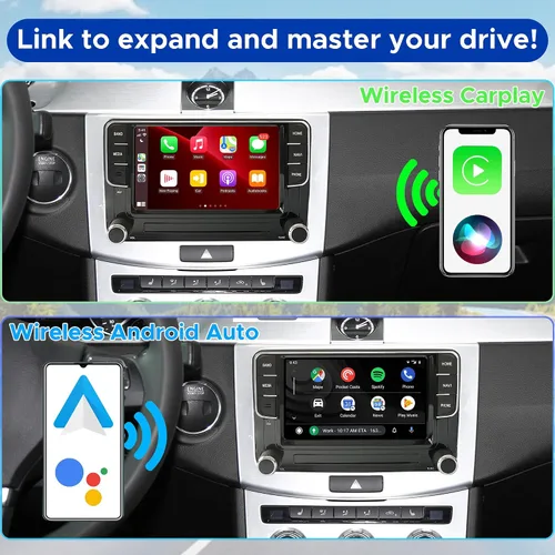 Vista 2 de 7" Estéreo de auto inalámbrico Carplay Android auto Android 13 8-Core 4+64G GPS NAVI BT WiFi USB RVC IPS RCD330 Estilo pantalla táctil para VW Jetta