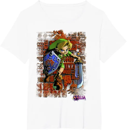 Vista 40 de Legend of Zelda Majoras Mask Link Action Retrato Camiseta Negro