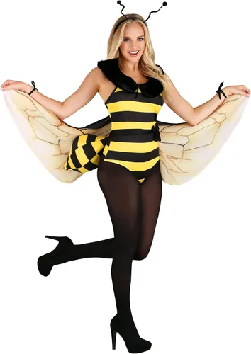 Vista 2 de Body de abeja de miel para mujer, disfraz de abeja amarilla con alas, traje de abejorro