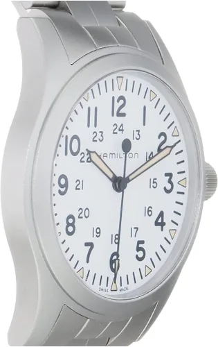 Vista 4 de Hamilton Watch Khaki Field Mechanical 42mm Case, White Dial, Silver Stainless Steel Bracelet (Model H69529113)