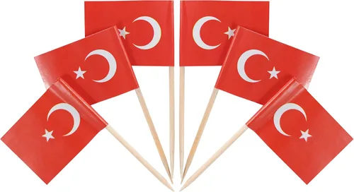 Vista 6 de QQSD Bandera de Albania palillo de dientes Albania Pequeña Bandera para cupcakes, 100
