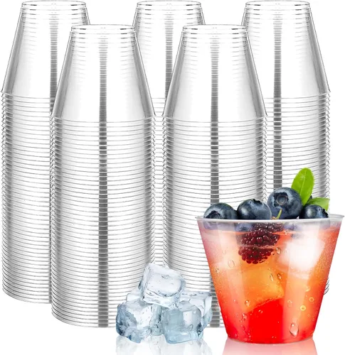 Vista 20 de Byvivace Vasos de plástico transparente de 12 onzas con borde dorado, resistentes y aptos para alimentos, desechables, copas de vino, copas de boda