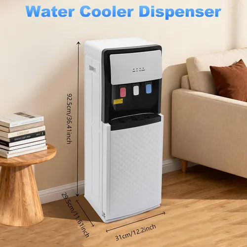 Vista 2 de Dispensador de agua de carga inferior para botella de 5 galones, 36.41 pulgadas de alto 3 Temperature Settings Water Cooler Dispenser, Hot & Cold