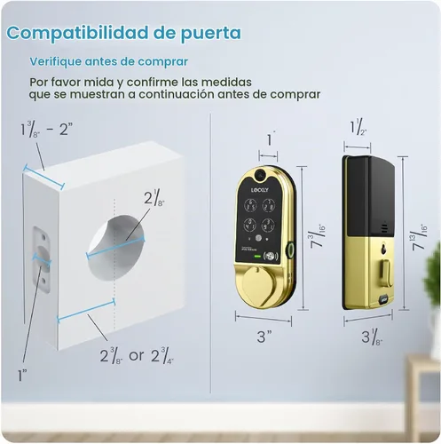 Vista 9 de Lockly Cerradura inteligente Vision con timbre de video HD Cerradura de puerta de huellas dactilares para puerta delantera, teclado de pantalla