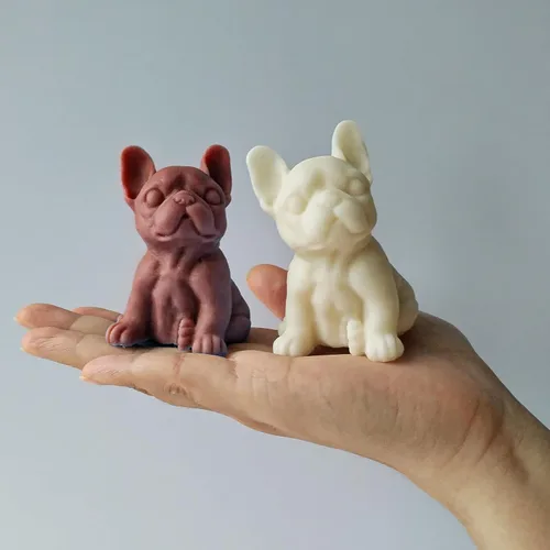 Vista 5 de Moldes de vela 3D Bulldog para hacer velas, molde de silicona con forma de perro para decoración de pasteles de chocolate, lindo animal