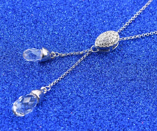 Vista 5 de Black Swan Swarovski Crystal Teardrop Y Collar de dos tamaños Lariat