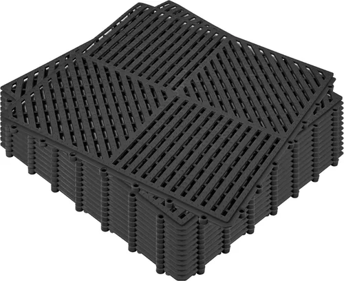 Vista 22 de ToLanbbt Cojín modular entrelazado 8P de 11.8 x 11.8 pulgadas, agujeros de drenaje de goma entrelazados antideslizantes para cubierta, ducha