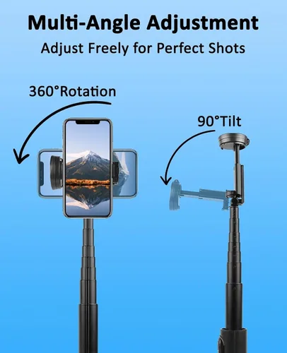 Vista 4 de WOVTE Trípode automático para teléfono de 67 pulgadas, trípode para selfie de apertura automática con control remoto inalámbrico, soporte portátil