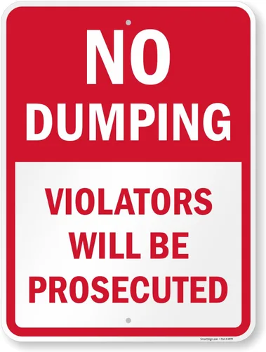 Vista 11 de SmartSign Letrero de metal con texto en inglés "No Dumping Violators Will Be Prosecuted", 14 x 10 pulgadas, aluminio laminado a prueba de óxido