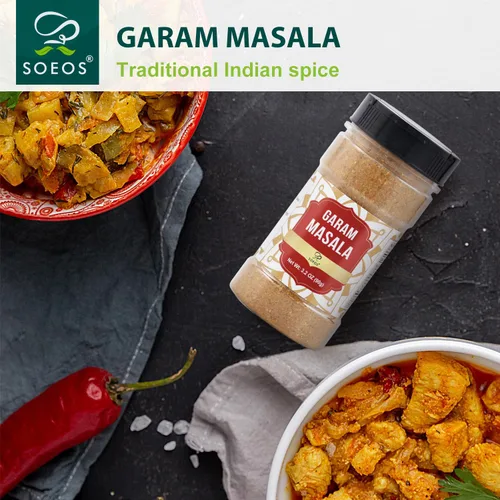 Vista 3 de Soeos Garam Masala, 3.2 oz (90 g), especias en polvo Garam Masala, todo natural, vegano, sin colores, Kosher, mezcla india de 8 especias, condimento
