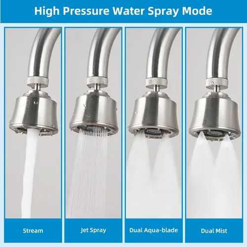 Vista 5 de Hygie Rinse Reemplazo de la cabeza del grifo del fregadero de cocina, accesorio rociador de 4 grifos rociadores con giro de ángulo grande, rosca