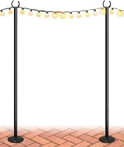 Vista 8 de Poste para tiras de luces de 10 pies para exteriores, poste de iluminación de metal resistente para suelos duros, patios traseros de madera, patio