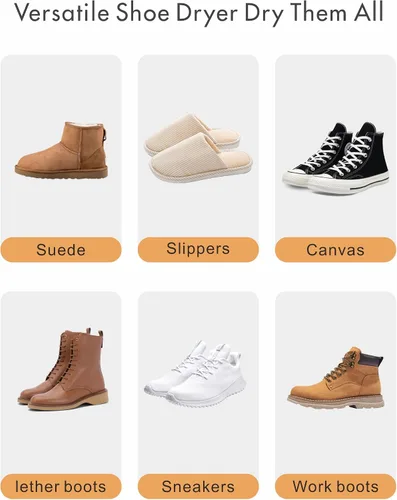 Vista 3 de Euphonious Secador de botas, secadora de zapatos con 6 ajustes de temporizador, para botas de trabajo y botas de invierno, blanconaranja