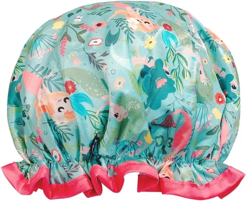 Vista 8 de allydrew Gorros de ducha impermeables reutilizables para cabello largo, cerezas