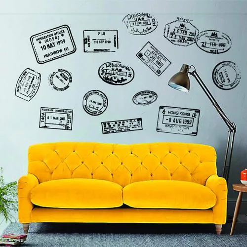 Vista 4 de Wall Quotes Travel Series Matasellos de vinilo para pared, diseño de viaje, viaje, viaje, viaje, viaje, viaje, pasaporte, inspiración, cita