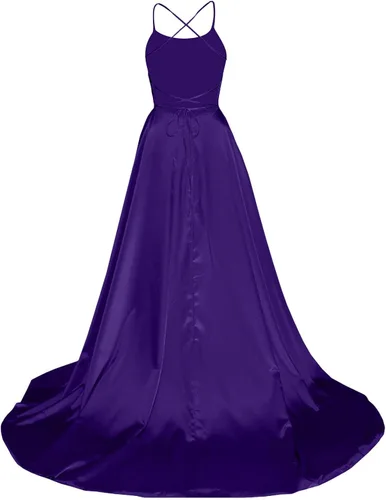 Vista 3 de Vestido sexy con abertura alta para mujer, elegante, hombros descubiertos, corte largo, vestido formal de graduación, con longitud al suelo