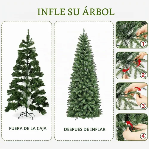 Vista 8 de Árbol de Navidad preiluminado con lápiz delgado de 6 pies con 10 200 luces LED blancas cálidas y multicolor, 544 puntas de ramas, pedal de pie Basic