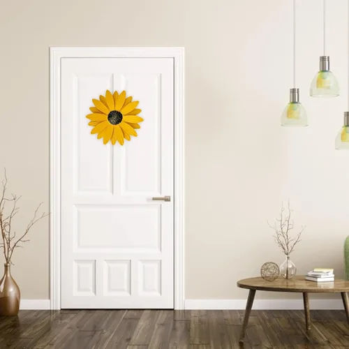 Vista 3 de Tencount Decoración de arte de pared de flores de metal, esculturas de pared, placa para colgar en interiores o exteriores, para baño, sala