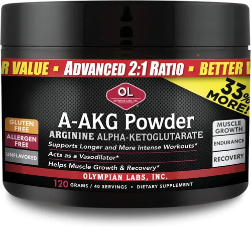 Vista 4 de Olympian Labs PSN A-AKG - Polvo para la salud de los hombres, rendimiento energético y nutricional deportivo, porciones de 2.12 - 0.11 oz, tarro