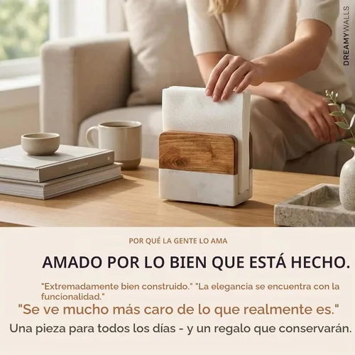 Vista 8 de Servilletero de mármol de 5.5 pulgadas para mesa de comedor y encimera de cocina Moderno y vertical, dispensador y soporte de servilletas