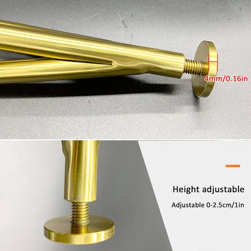 Vista 3 de Patas modernas de horquilla doradas, patas ajustables de metal para muebles de acero inoxidable, patas de gabinete de cocina y baño, patas