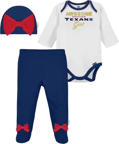 Vista 31 de NFL Conjunto de enterizo, pantalón con pies y gorro de 3 piezas para bebé niña