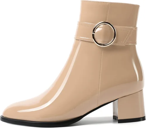 Vista 2 de SKYSTERRY Botas altas de tacón bajo grueso y grueso para mujer, con cierre de cremallera, de 2 pulgadas