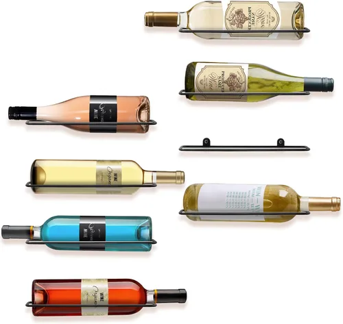Vista 10 de Soporte para botellas de vino montado en la pared, estante para 10 botellas