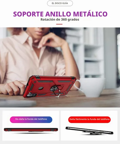 Vista 7 de Funda para Samsung A11, Galaxy A11, funda de grado militar resistente con protector de pantalla HD, anillo magnético atril para Samsung Galaxy A11
