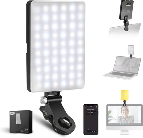 Vista 9 de NEEWER Versión de Nivel de Entrada Luz de Selfie para Teléfono para iPhone, 2500-9000K CRI80 2000mAh Recargable Luz de Clip de Plástico