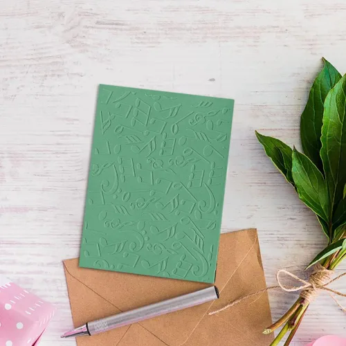 Vista 3 de Notas musicales Carpetas de grabado de plástico para hacer tarjetas, fondo, álbum de recortes, plantilla de plástico, álbum de fotos, papel