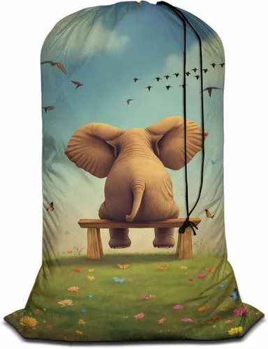 Vista 13 de Swono Bolsa de lavandería extra resistente, diseño de hada de mariposa, diseño de flores de caricaturas, extra resistente, bolsa de ropa sucia