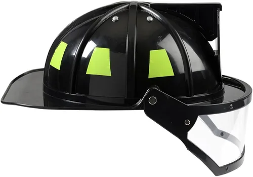 Vista 4 de Aeromax Casco de bombero con visera móvil, negro, tamaño ajustable, Negro