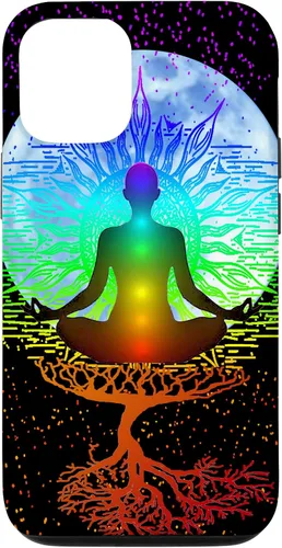 Vista 28 de Funda para iPhone 17 con diseño de árbol de la vida con diseño de luna y meditación