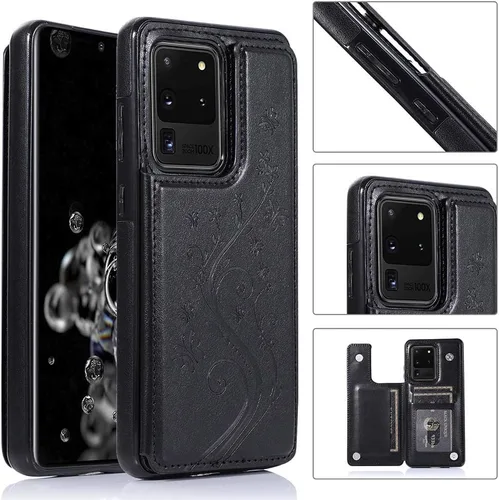 Vista 3 de Funda de teléfono para Samsung Galaxy S20 Plus Glaxay S20+ 5G con protector de pantalla de vidrio templado y tarjetero, funda de piel con tapa
