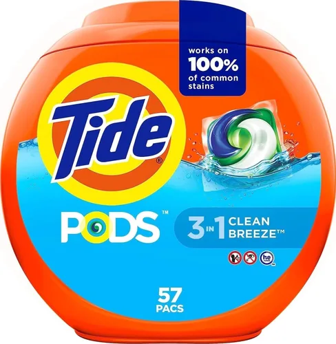 Vista 30 de Tide PODS cápsulas de detergente para lavandería, removedor de manchas 3 en 1, combatiente de olores, protector de color, 112 unidades, compatible
