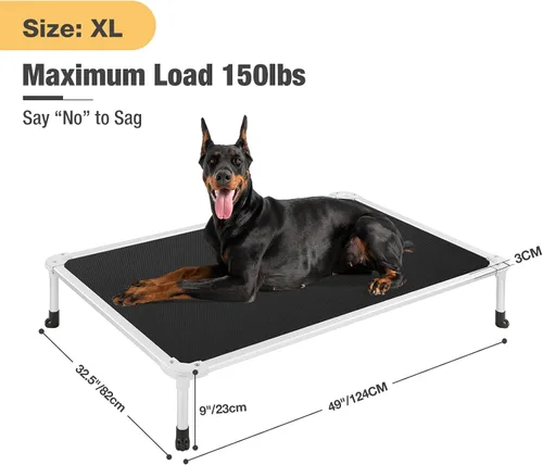 Vista 69 de Veehoo Cama elevada para perros a prueba de mordidas - Cuna elevada refrescante para mascotas - Marco de aluminio plateado y tela de malla