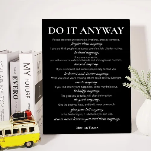 Vista 3 de Lienzo inspirador para pared, con cita motivacional Do It Anyway, lienzo positivo, pintura en lienzo para oficina, hogar, decoración de pared