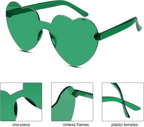 Vista 6 de Virtue morals Gafas de sol con forma de corazón para San Valentín, Mardi Gras, regalos de fiesta de verano para mujeres..